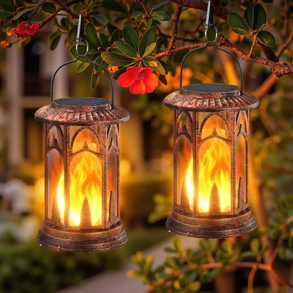 Solar Lantern Outdoor Lights Flickering Flame