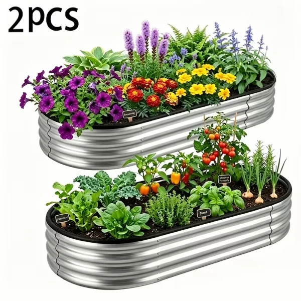 Oval-Shaped Metal Garden Bed