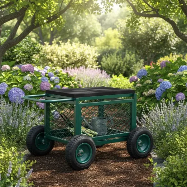 Rolling Garden Cart with Seat