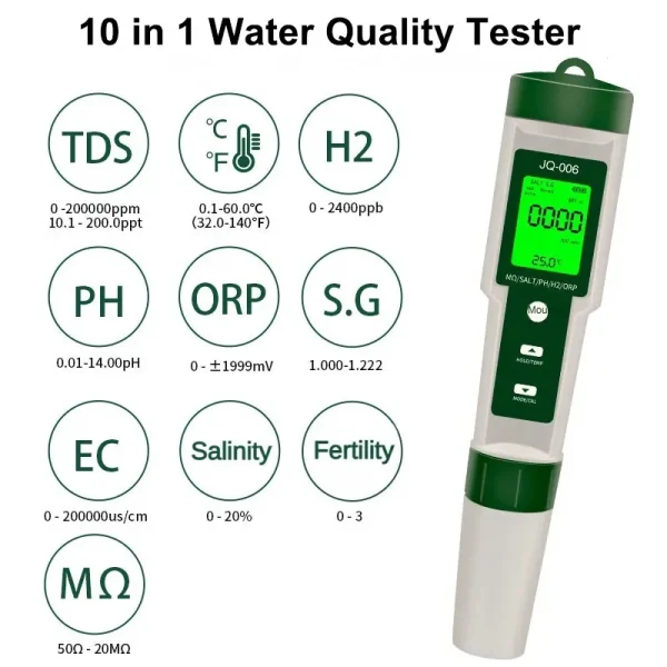 10 in 1 Water Quality Monitor  Tester for Aquariums Pools