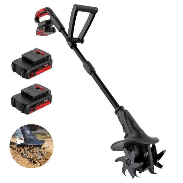 Cordless Tiller Cultivator With Steel Tines,