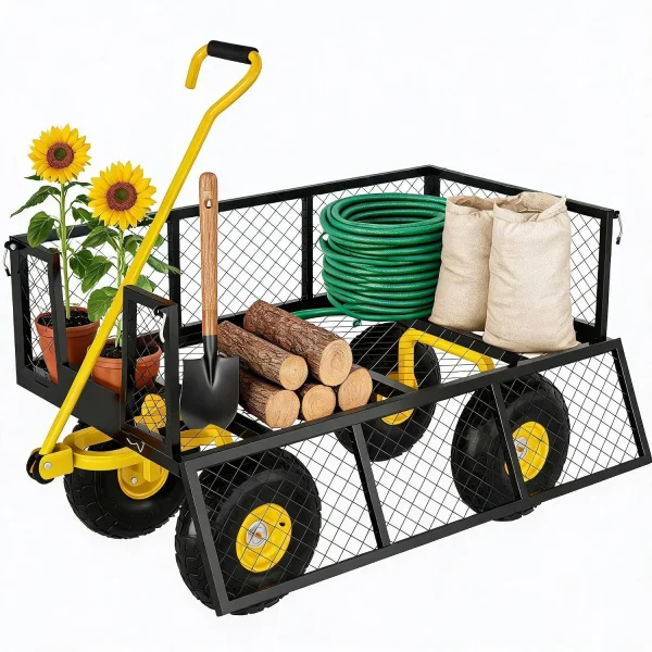 Heavy Duty Steel Cart Metal Outdoor Utility Yard Wagon