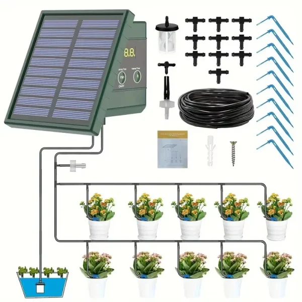 Solar Drip Automatic Watering Irrigation 300 Watering Programs System