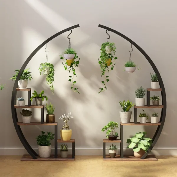 Metal Plant Stand Indoor Half Moon Shape